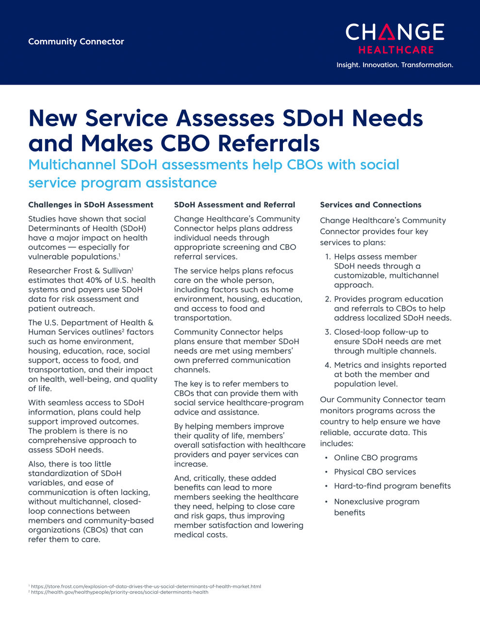 Change Healthcare Community Connector for Member Assessment and CBO Referral